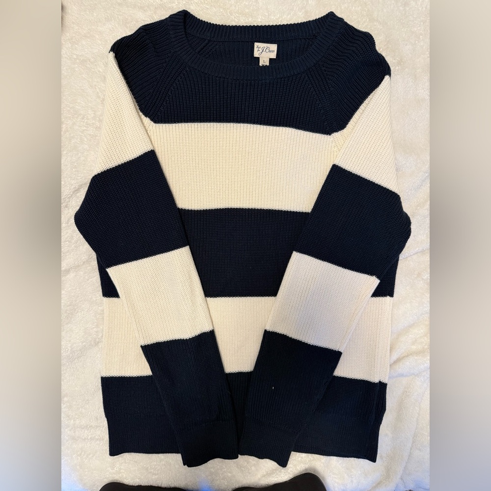 J. Crew Navy and Cream Striped Sweater